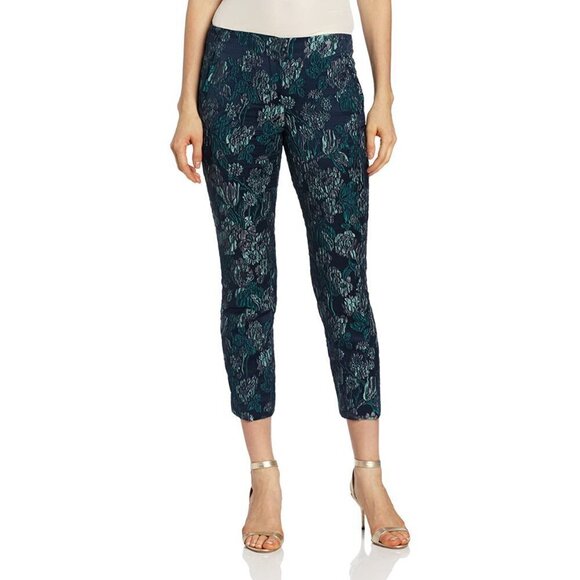 NWT Elie Tahari Melissa Ultraviolet Jacquard Straight Leg Cropped Pants - Picture 10 of 10